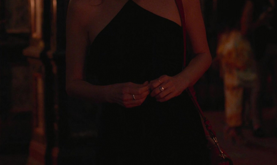 Black A-Line Mini Dress with Halter Strap Detail Worn by Shuang Hu as Lia