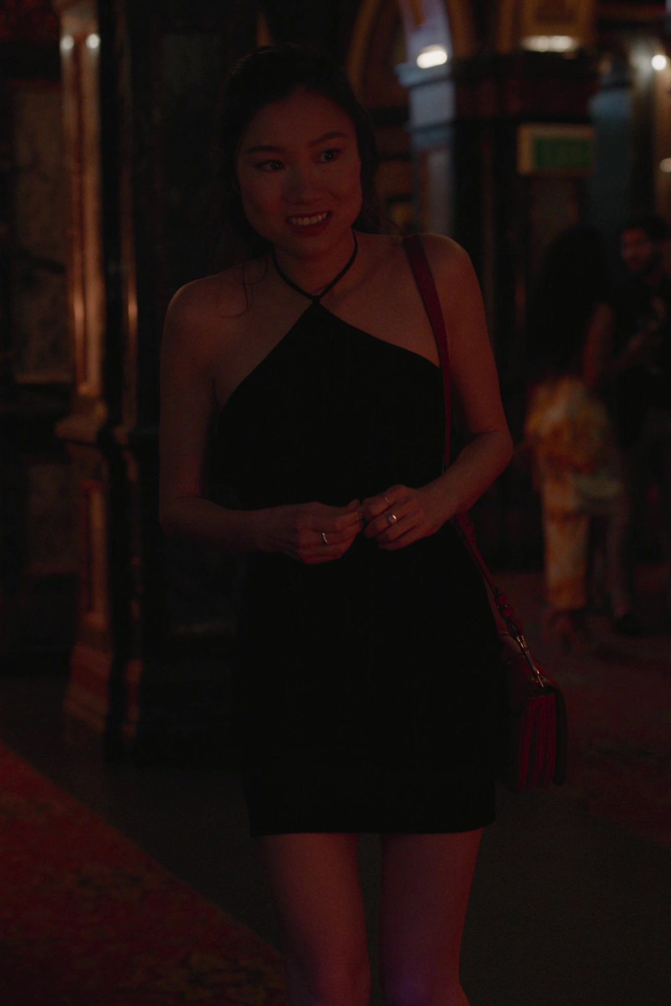 Worn on Five Blind Dates (2024) Movie - Black A-Line Mini Dress with Halter Strap Detail Worn by Shuang Hu as Lia