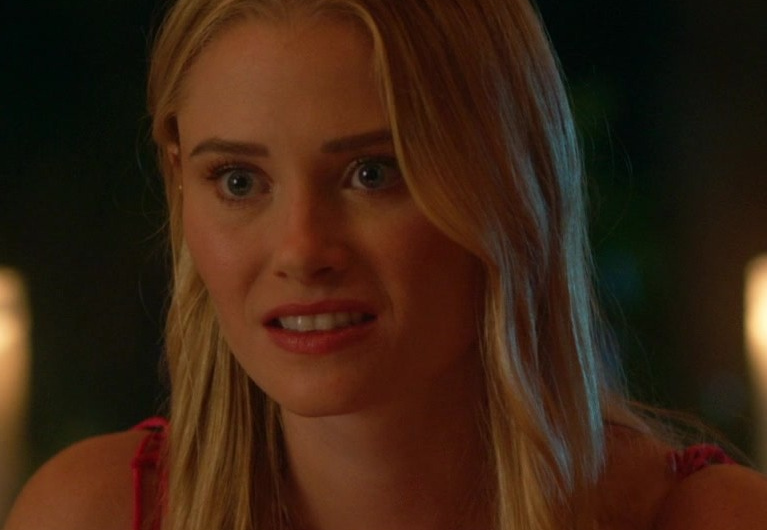 Red Crystal Necklace of Virginia Gardner as Abby Abernathy