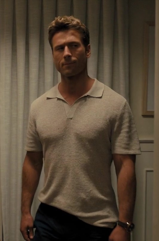 Ribbed Short Sleeve Short Worn by Glen Powell as Ben from Anyone But You (2023) Movie
