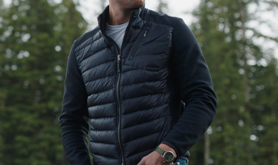 Hybrid Quilted Puffer Jacket with Knit Sleeves Worn by Justin Hartley as Colter Shaw