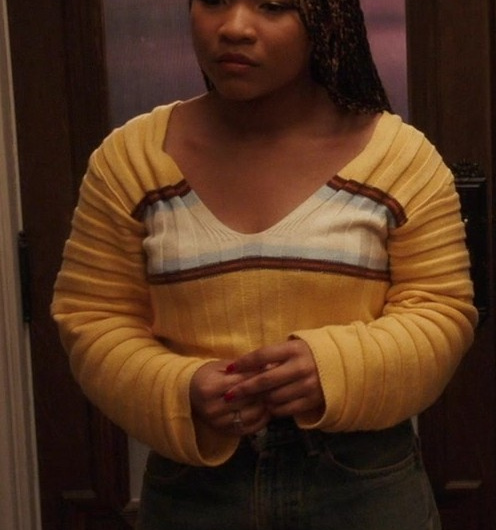 Yellow Ribbed Cropped Sweater Worn by Laya DeLeon Hayes as Delilah