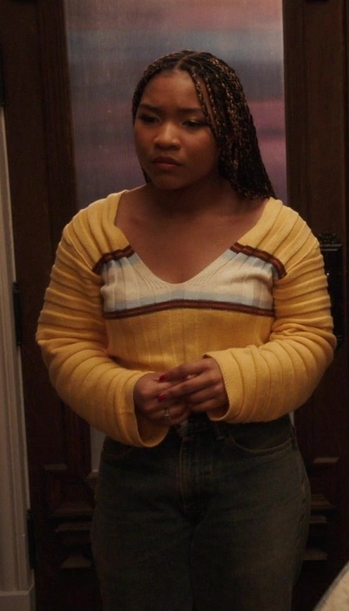 Yellow Ribbed Cropped Sweater Worn by Laya DeLeon Hayes as Delilah