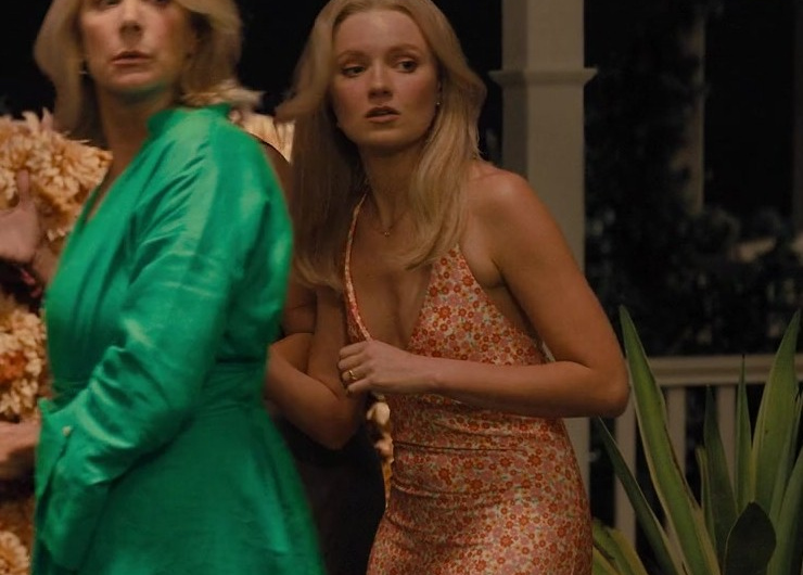 Orange Floral Halter Midi Dress Worn by Hadley Robinson as Halle