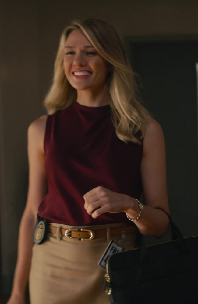 Burgundy Sleeveless Mock Neck Top of Tori Anderson as Kathrine Marie "Kate" Whistler from NCIS: Hawai'i TV Show