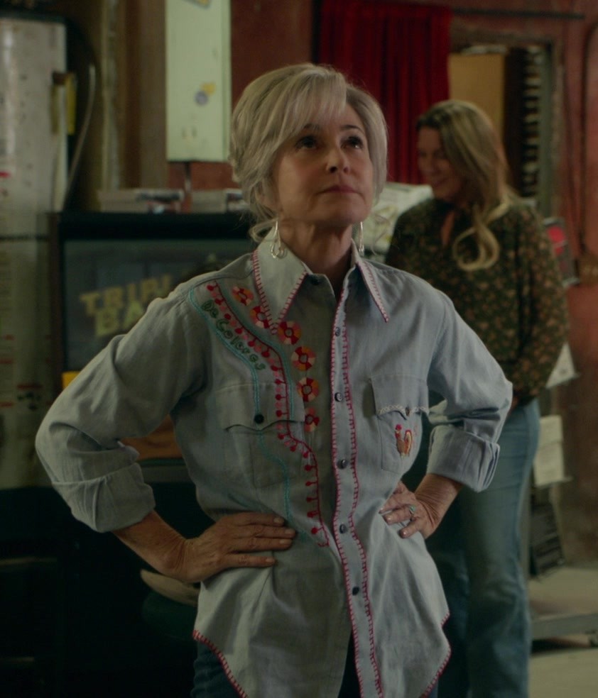 embroidered denim chambray shirt - Annie Potts (Constance "Connie" Tucker) - Young Sheldon TV Show