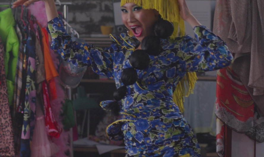 Blue Floral Print Mini Dress with Yellow Fringe Worn by Shuang Hu as Lia