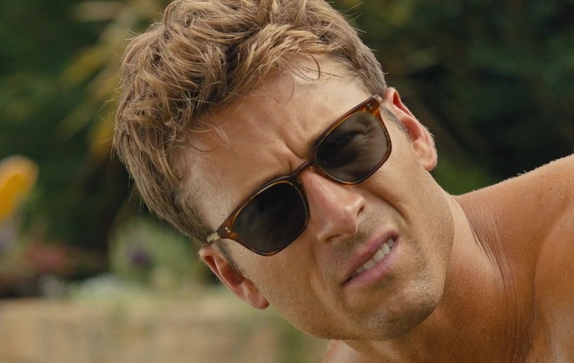 Classic Tortoiseshell Rectangular Sunglasses of Glen Powell as Ben