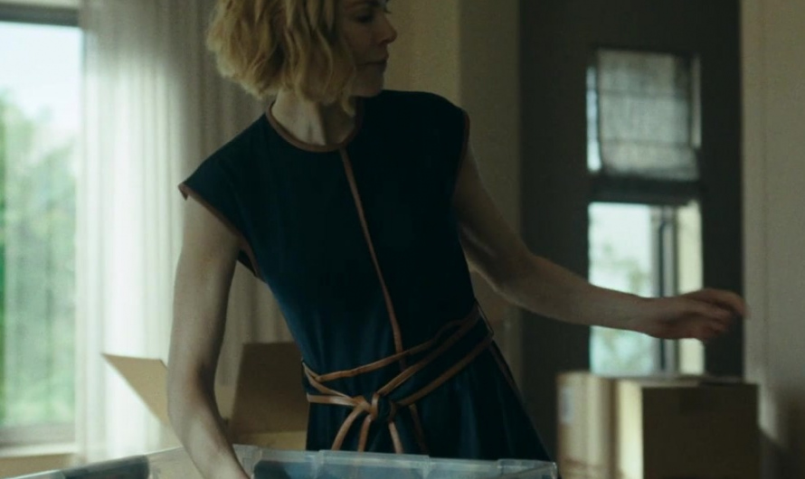 Faux Leather-Trimmed Wool Flannel Maxi Dress Worn by Nicole Kidman as Margaret Woo
