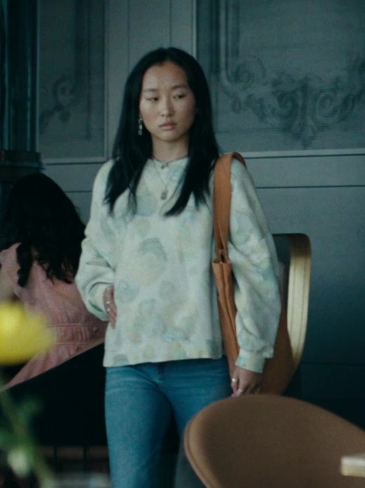 Worn on Expats TV Show - Watercolor Flowers Crewneck Sweatshirt of Ji-young Yoo as Mercy Cho