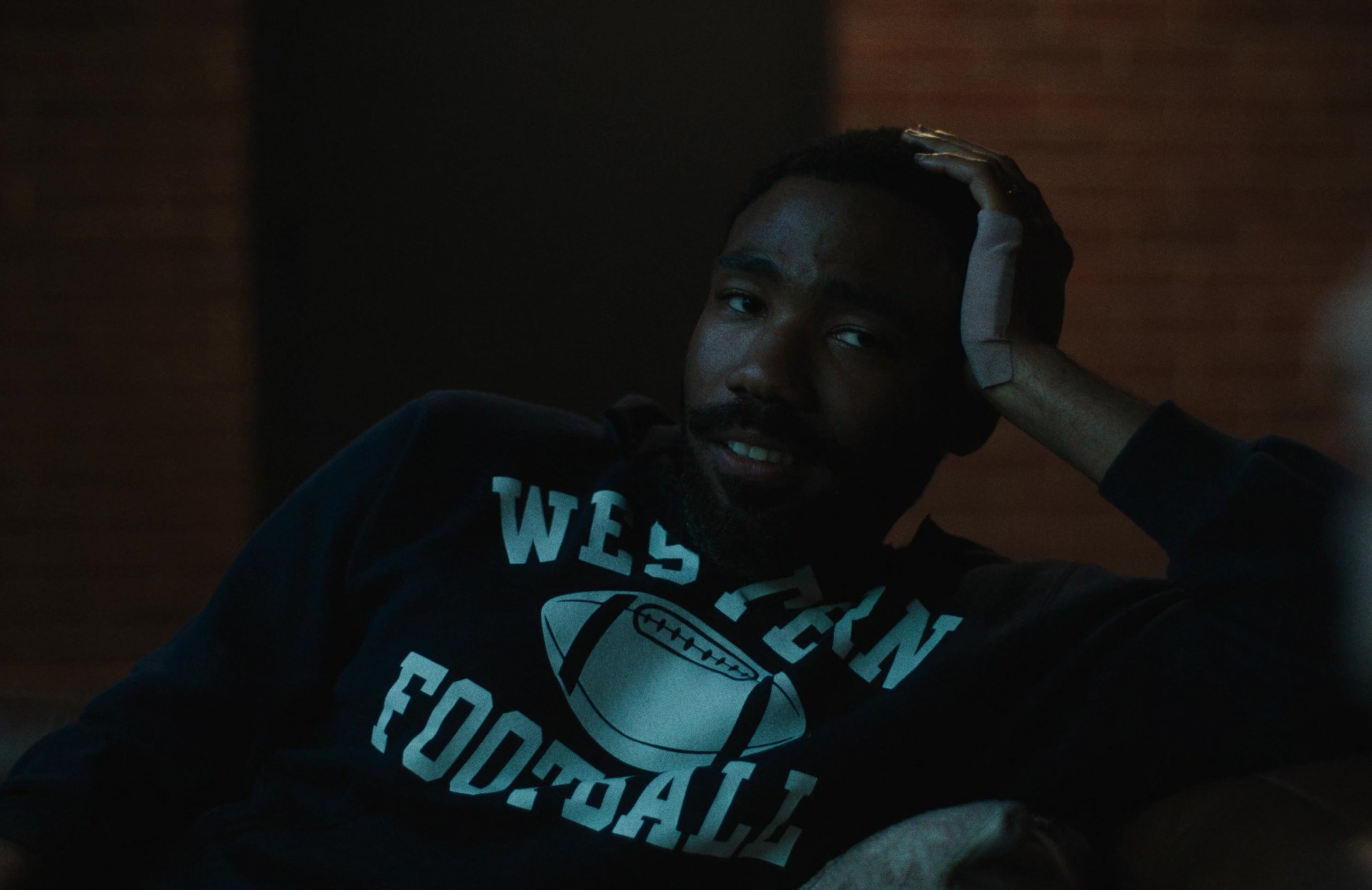 Worn on Mr. & Mrs. Smith TV Show - Western Football Hoodie of Donald Glover as John Smith