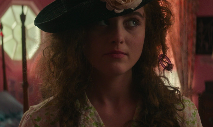 Black Hat with Cream Rose Worn by Kathryn Newton as Lisa Swallows