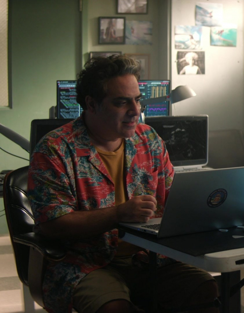 Red Printed Hawaiian Shirt of Jason Antoon as Ernie Malik from NCIS: Hawai'i TV Show