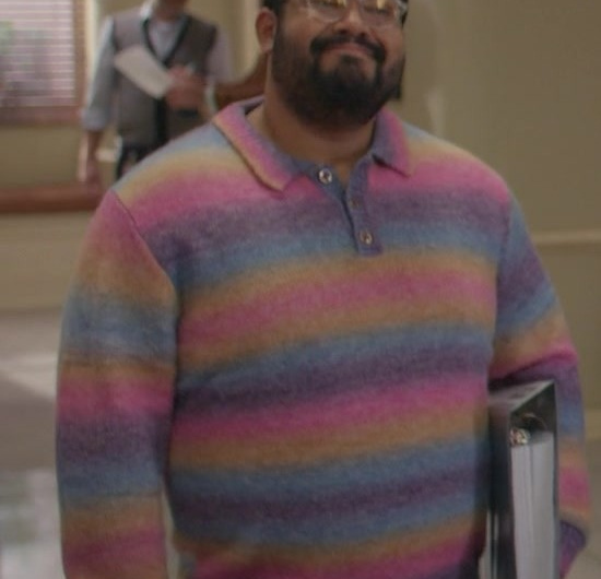 Multicolor Horizontal Stripe Pullover Worn by Joshua Banday as Dennis
