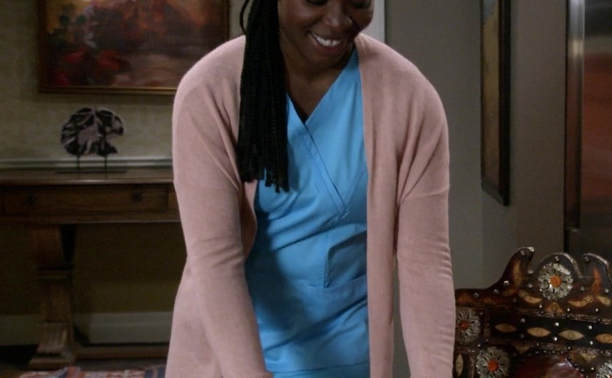Long Sleeve Open Layer Cardigan Sweater Worn by Folake Olowofoyeku as Abishola