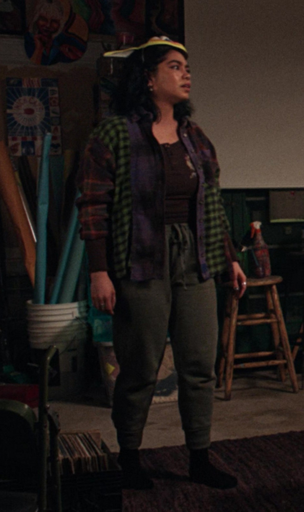 Multicolor Patchwork Plaid Button-Up Shirt of Auliʻi Cravalho as Janis 'Imi'ike