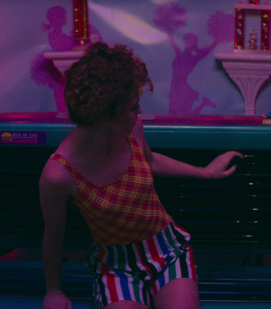 colorful striped high-waisted shorts - Kathryn Newton (Lisa Swallows) - Lisa Frankenstein (2024) Movie