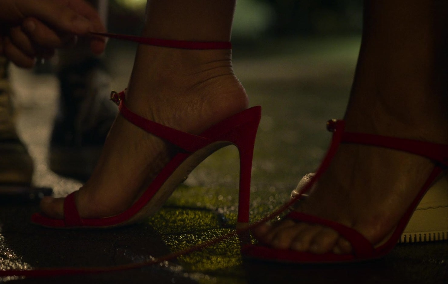 Red High Heel Sandals of Gina Rodriguez as Mack