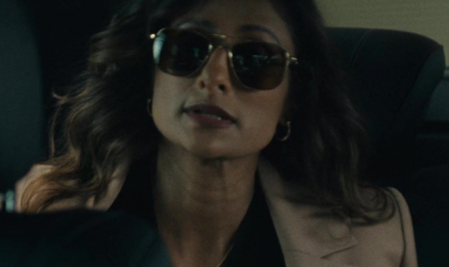 Oversized Aviator Sunglasses with Polarized Lenses Worn by Sarayu Blue as Hilary Starr