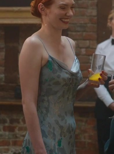 Silky Satin Cami Midi Dress Worn by Eleanor Tomlinson as Sylvie