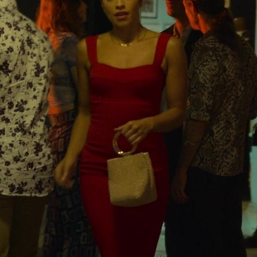 Red Bustier Midi Dress Worn by Gina Rodriguez as Mack