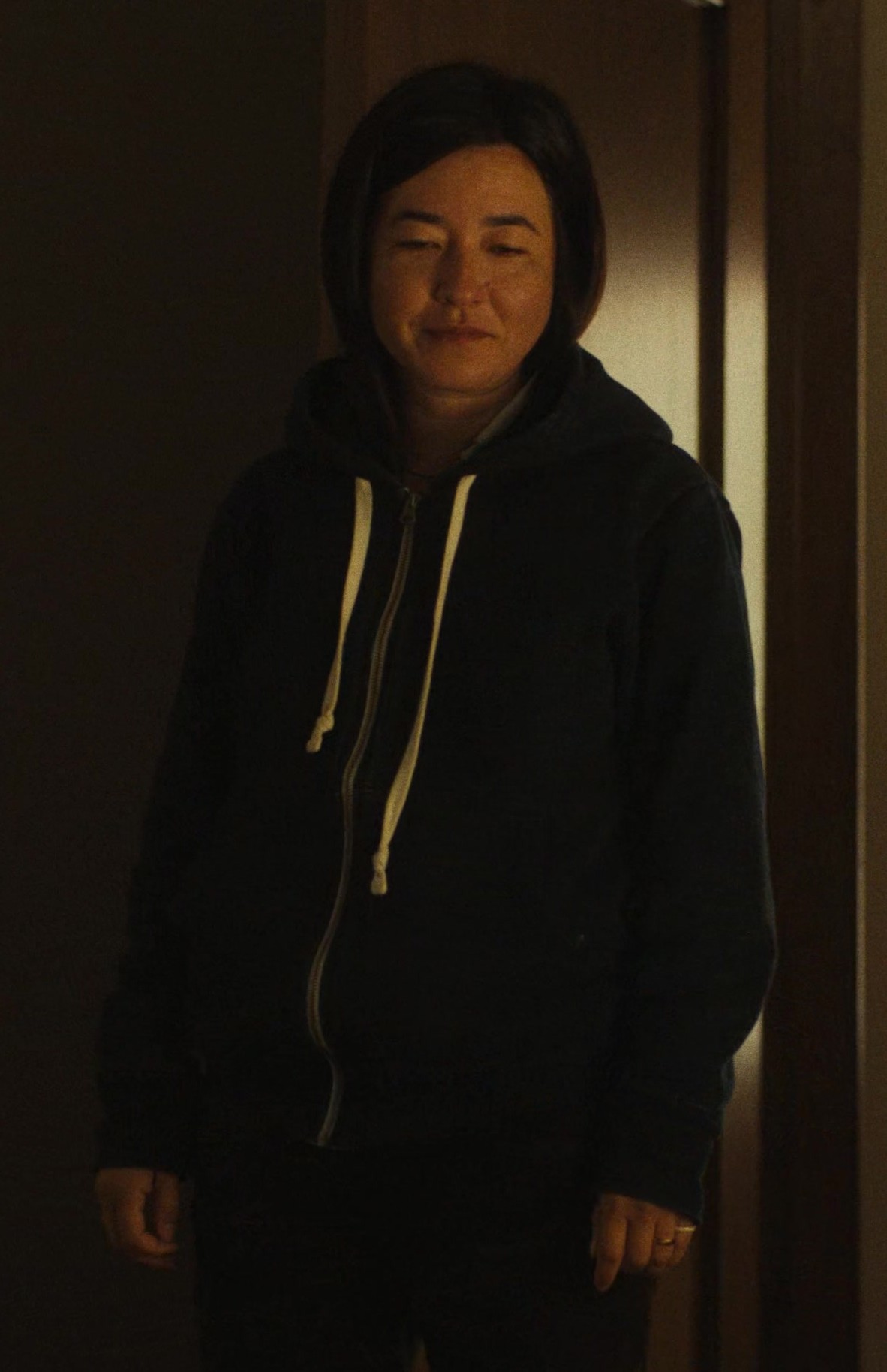 Worn on Mr. & Mrs. Smith TV Show - Classic Zip-Up Cotton Hoodie with Drawstring Hood Worn by Maya Erskine as Jane Smith