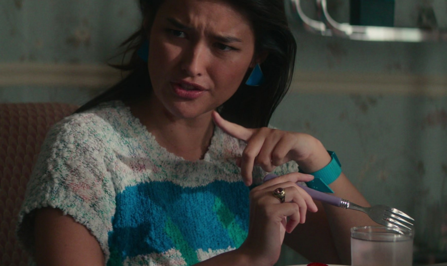 Pastel Chunky Knit Sweater with Abstract Blue Splash Worn by Liza Soberano as Taffy Swallows