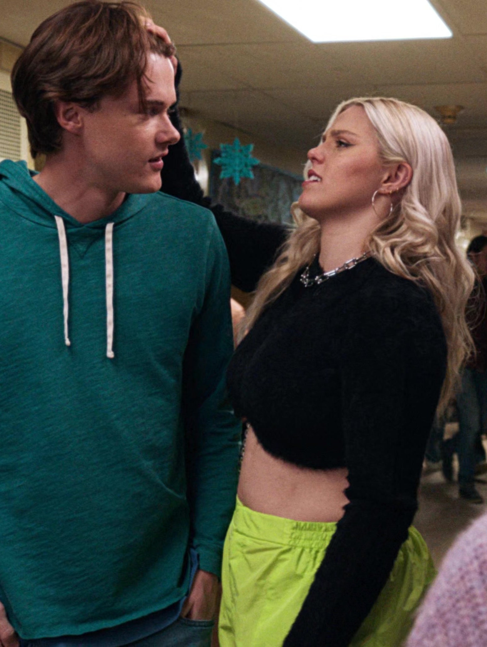 Black Fuzzy Cropped Sweater Worn by Reneé Rapp as Regina George