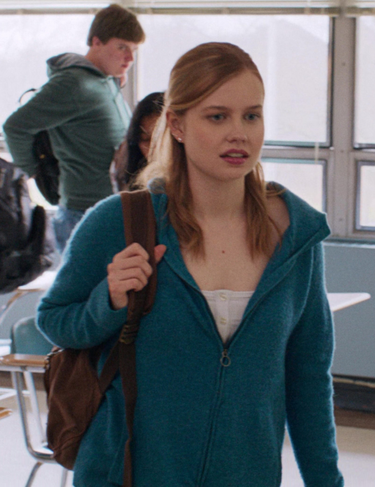 Blue Cashmere Zip-Up Hoodie of Angourie Rice as Cady Heron