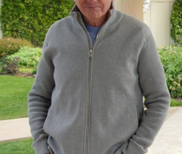 Grey Zip-Up Sweater Worn by Larry David