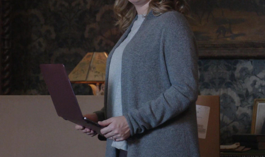 Grey Open Front Cardigan of Rose McIver as Samantha “Sam” Arondekar