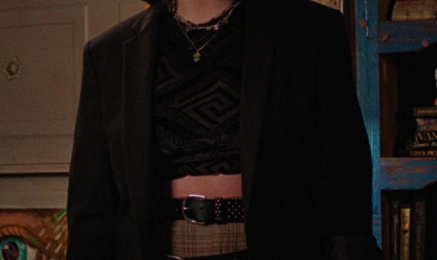 Black Geometric Pattern Sheer Crop Top of Auliʻi Cravalho as Janis ‘Imi’ike