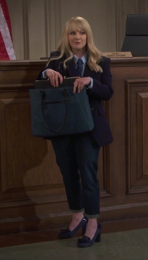 Worn on Night Court TV Show - Chunky Block High Heel Fringed Round Toe Pumps of Melissa Rauch as Abby Stone