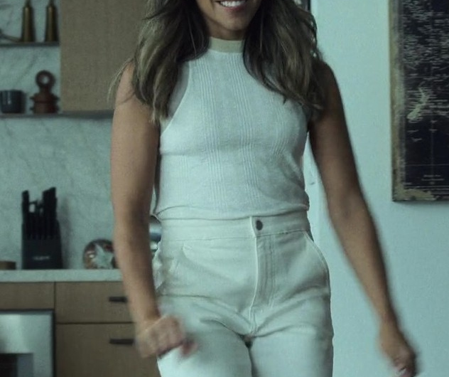 White Ribbed High-Collar Tank Top Worn by Gina Rodriguez as Mack