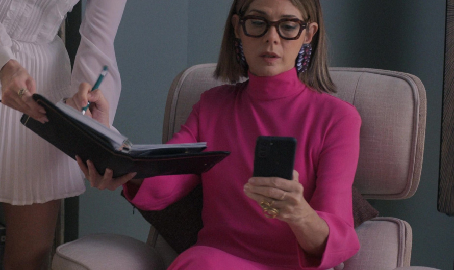 Pink Long Sleeve Turtleneck Maxi Dress of Marisa Tomei as Claire Dupont