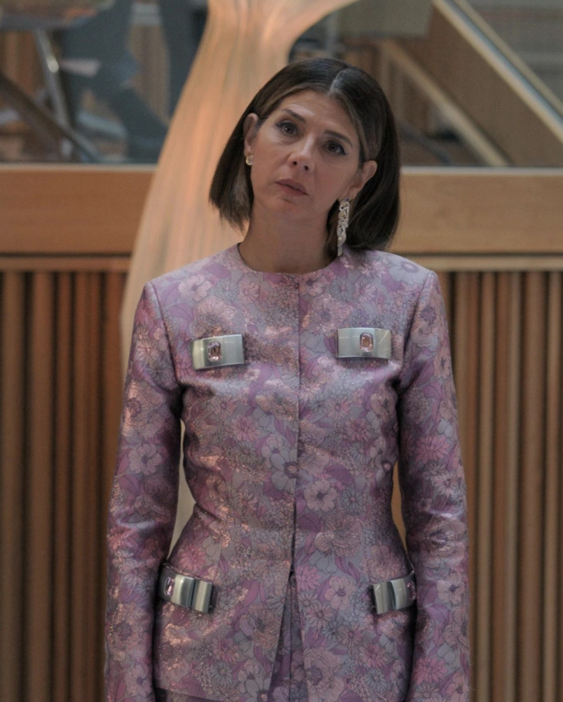 Metallic Floral Silk-Blend Jacquard Jacket Worn by Marisa Tomei as Claire Dupont
