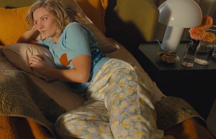 Lounge Pants with Soft Floral Print and Drawstring Waist Worn by Hadley Robinson as Halle