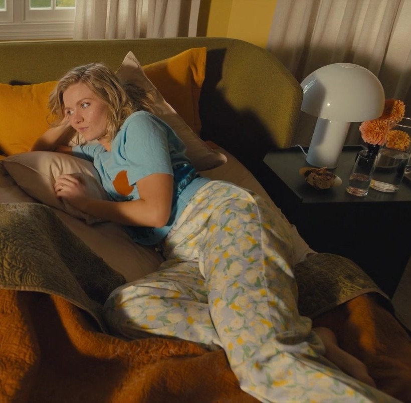 Worn on Anyone But You (2023) Movie - Lounge Pants with Soft Floral Print and Drawstring Waist Worn by Hadley Robinson as Halle