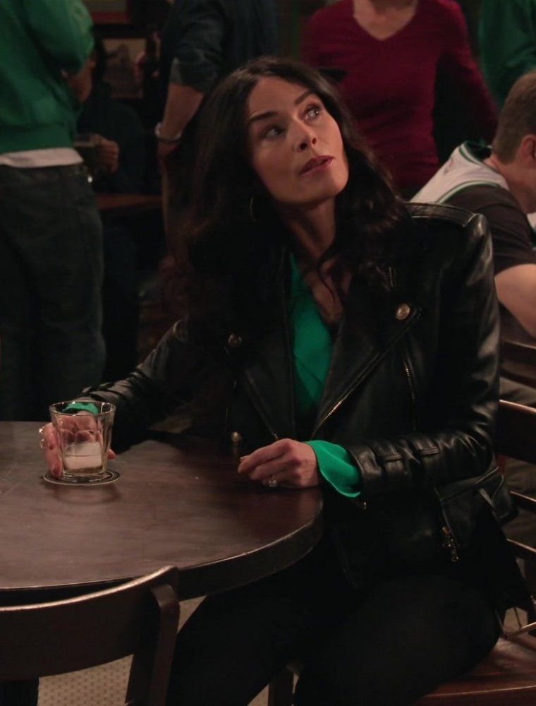 Black Leather Moto Jacket Worn by Abigail Spencer as Julia Mariano