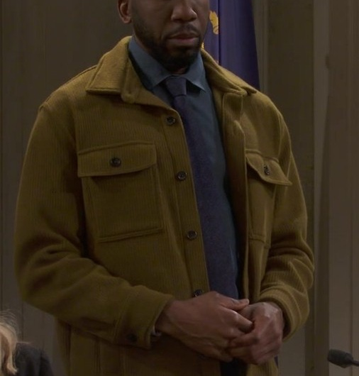 Mustard Yellow Corduroy Jacket Worn by Nyambi Nyambi as Wyatt Shaw