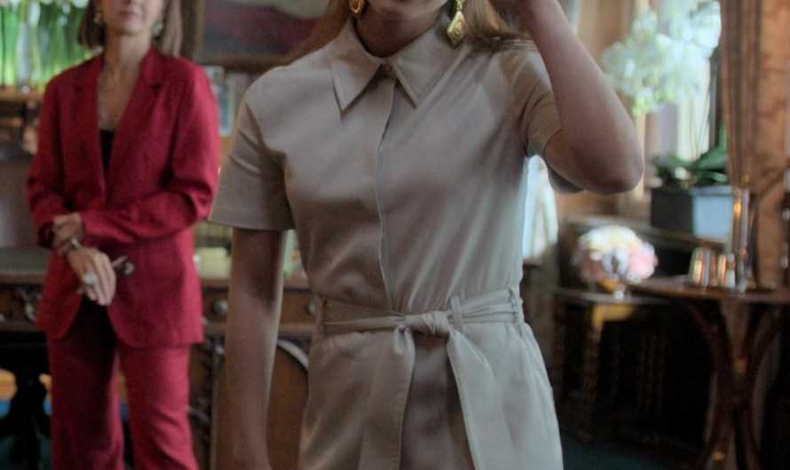 Belted Mini Dress with Collar Worn by Camila Mendes as Ana