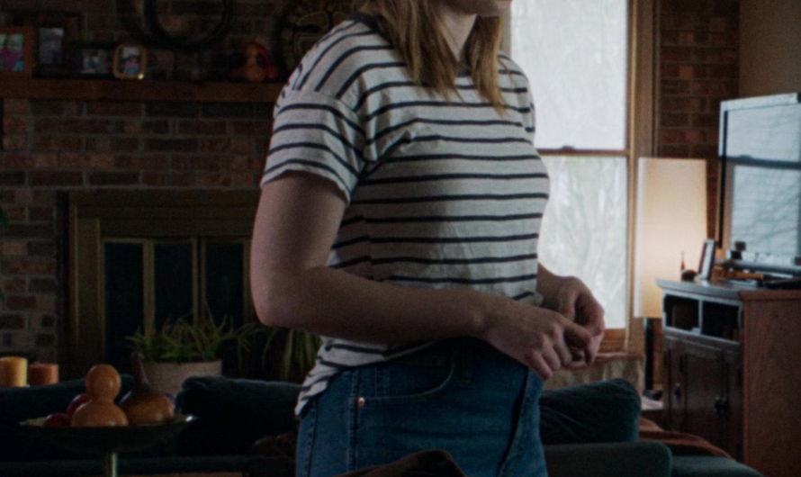 Navy and White Striped Tee Worn by Angourie Rice as Cady Heron