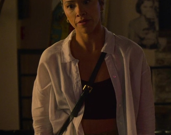 White Long-Sleeved Velvet Shirt Worn by Gina Rodriguez as Mack