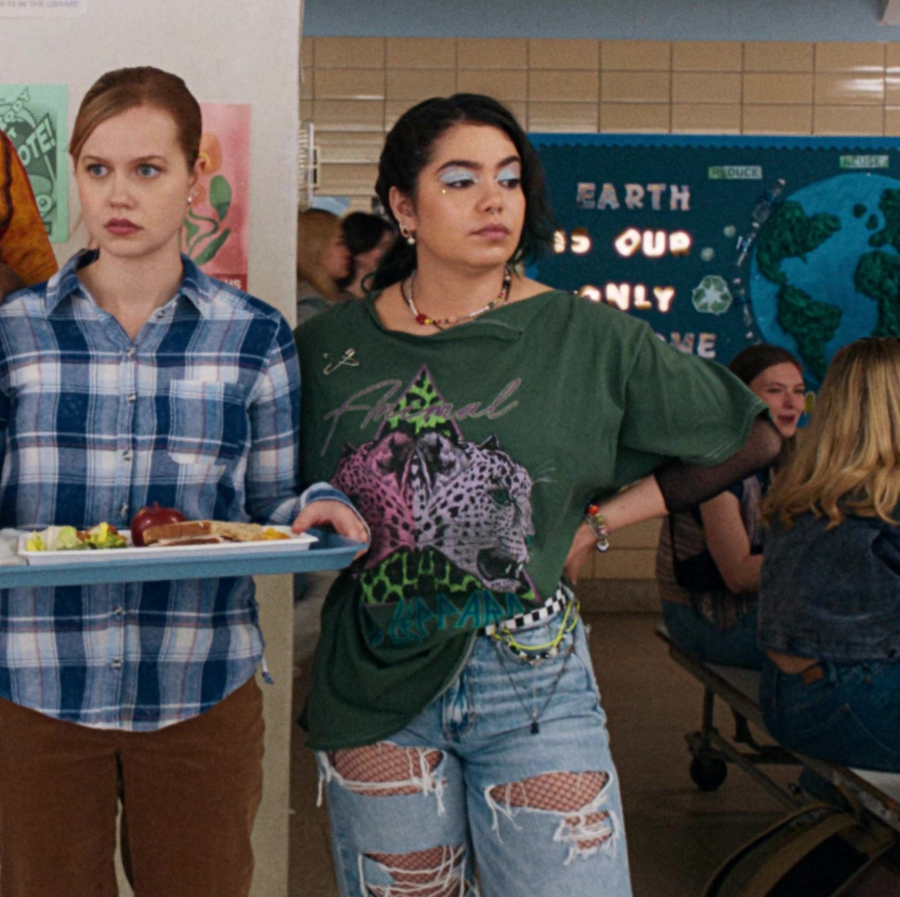 Green Graphic Tee with Leopard Print Worn by Auliʻi Cravalho as Janis 'Imi'ike