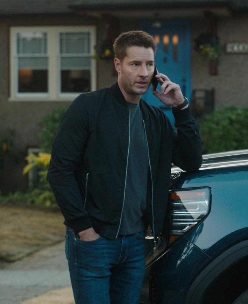 Black Bomber Jacket Worn by Justin Hartley as Colter Shaw in Tracker TV ...