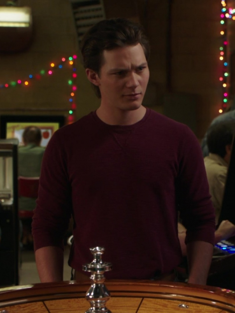 casual burgundy crew neck jumper - Montana Jordan (George Marshall "Georgie" Cooper Jr.) - Young Sheldon TV Show