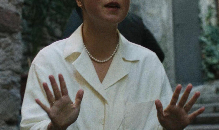 Ivory Tie-Front Shirt of Maya Erskine as Jane Smith