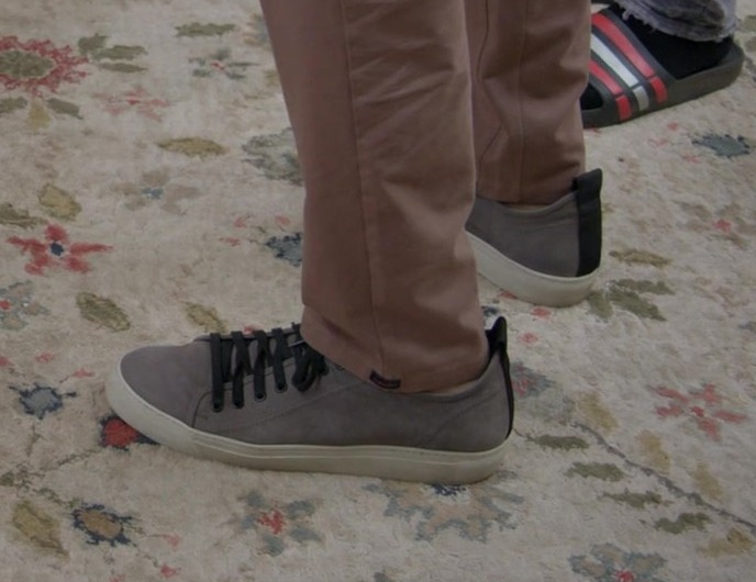 Charcoal Grey Suede Low-Top Sneakers Worn by Larry David