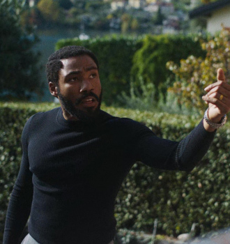 Worn on Mr. & Mrs. Smith TV Show - Black Crew Neck Ribbed Sweater of Donald Glover as John Smith