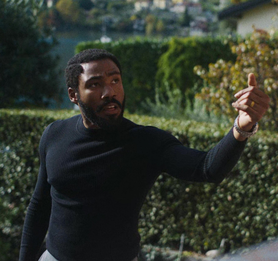 Black Crew Neck Ribbed Sweater of Donald Glover as John Smith
